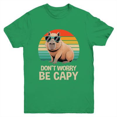 Retro Rodent Funny Capybara Don't Be Worry Be Capy Youth Shirt | teecentury