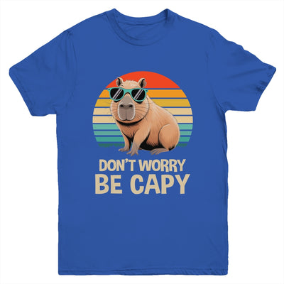 Retro Rodent Funny Capybara Don't Be Worry Be Capy Youth Shirt | teecentury