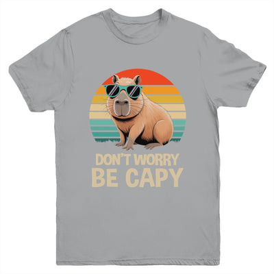 Retro Rodent Funny Capybara Don't Be Worry Be Capy Youth Shirt | teecentury