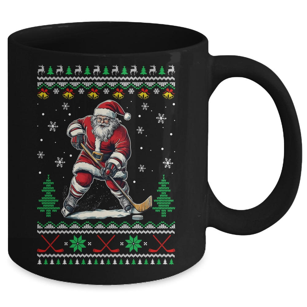 Santa Claus Playing Ice Hockey Ugly Christmas Hockey Player Mug | teecentury