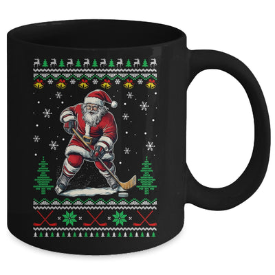 Santa Claus Playing Ice Hockey Ugly Christmas Hockey Player Mug | teecentury