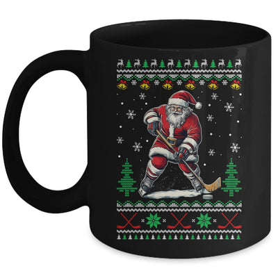 Santa Claus Playing Ice Hockey Ugly Christmas Hockey Player Mug | teecentury