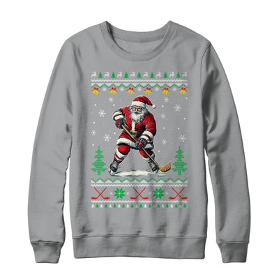 Santa Claus Playing Ice Hockey Ugly Christmas Hockey Player Shirt & Sweatshirt | teecentury