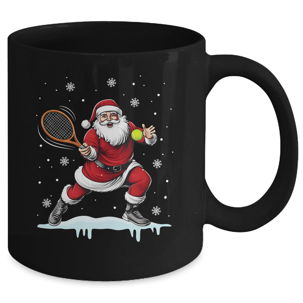 Santa Claus Playing Tennis Christmas Xmas Tennis Player Men Mug | teecentury