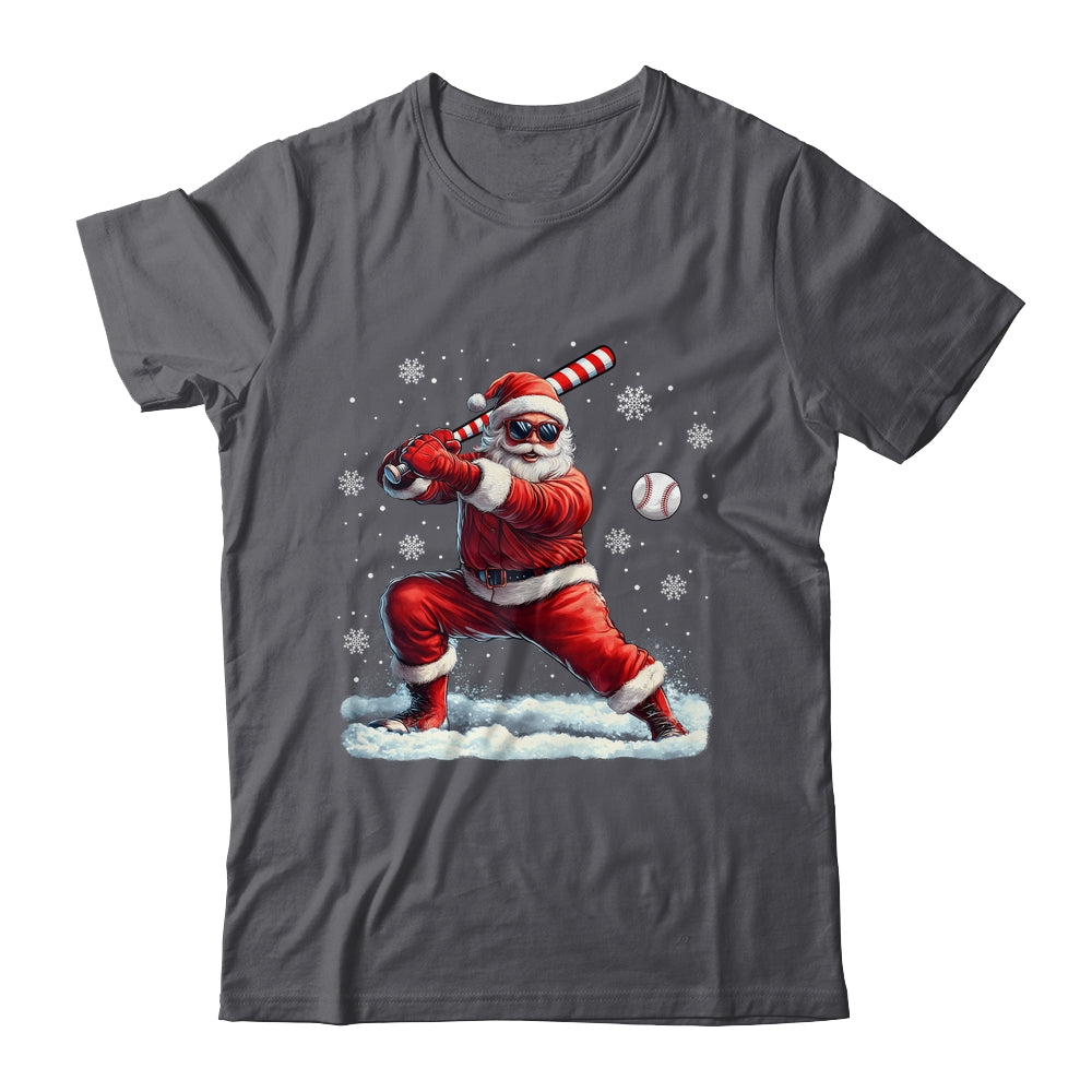 Santa Playing Baseball Christmas Baseball Player Men Boys Xmas Shirt & Sweatshirt | teecentury