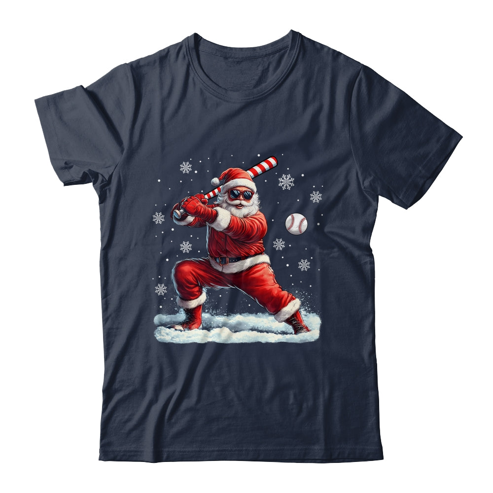 Santa Playing Baseball Christmas Baseball Player Men Boys Xmas Shirt & Sweatshirt | teecentury