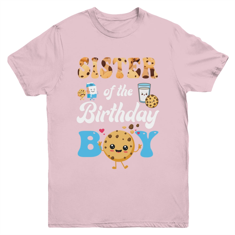 Sister Of The Birthday Boy Milk And Cookies 1st Birthday Youth Shirt | teecentury