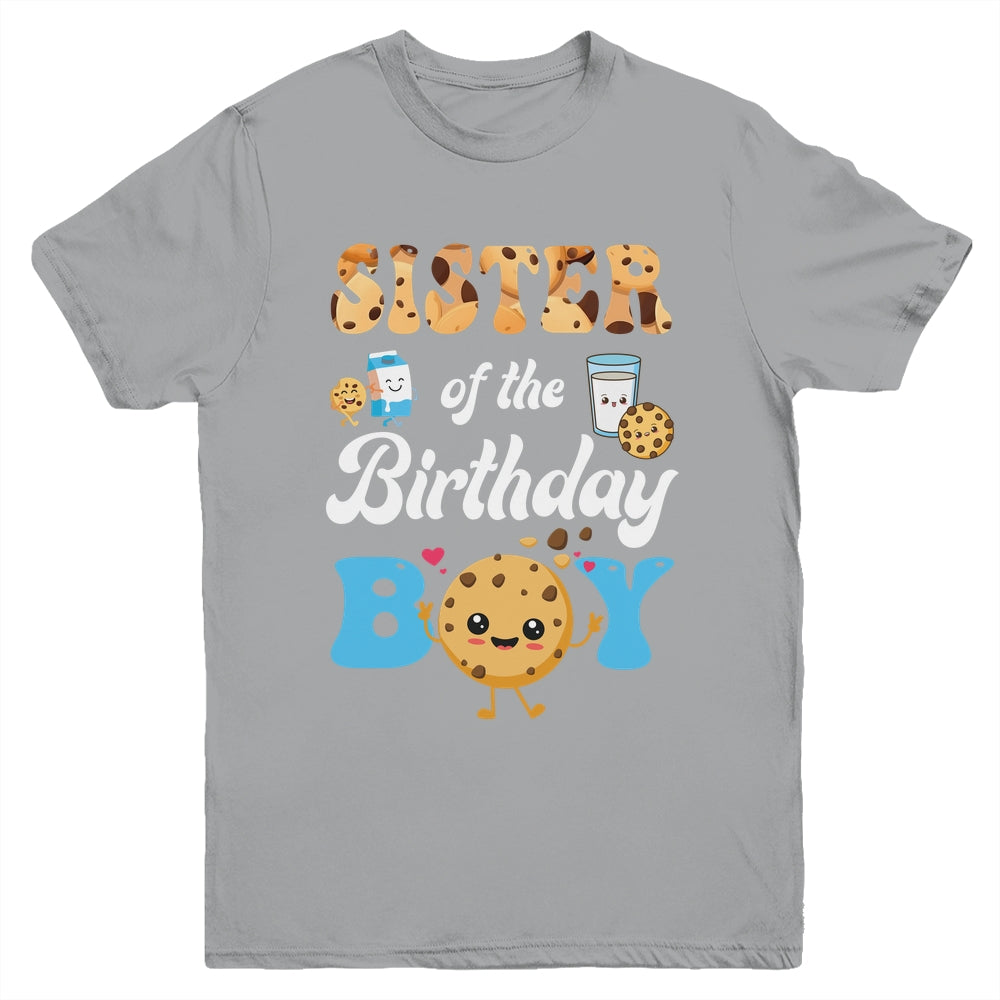 Sister Of The Birthday Boy Milk And Cookies 1st Birthday Youth Shirt | teecentury