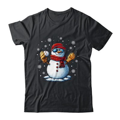 Snowman Playing Baseball As Pitcher Boys Men Christmas Shirt & Sweatshirt | teecentury