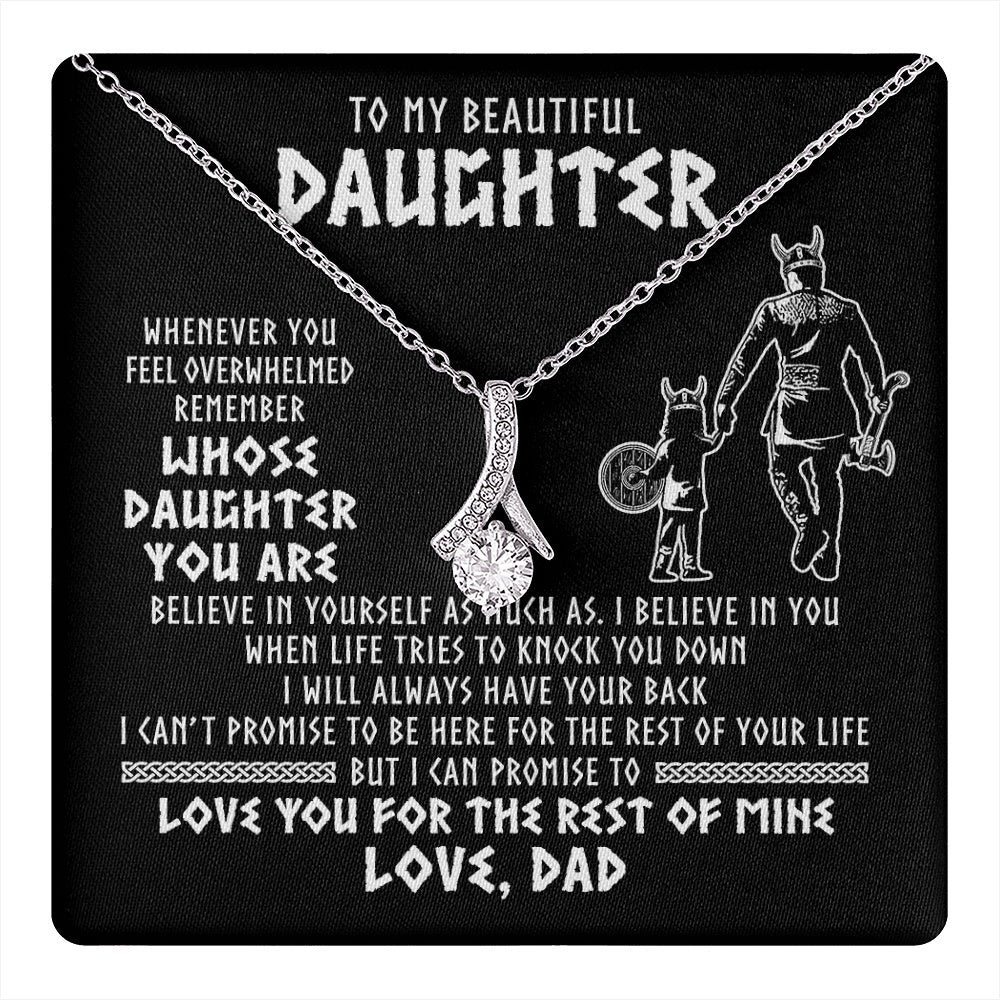 Alluring Beauty Necklace 14K White Gold Finish | 1 | To My Daughter Viking Necklace Whenever You Feel Overwhelmed Daughter Birthday Christmas Jewelry Pendant Gift Box Message Card | https://teecentury.