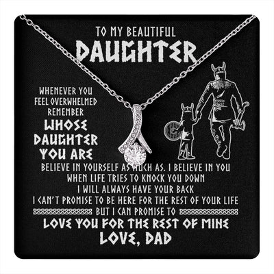 Alluring Beauty Necklace 14K White Gold Finish | 1 | To My Daughter Viking Necklace Whenever You Feel Overwhelmed Daughter Birthday Christmas Jewelry Pendant Gift Box Message Card | https://teecentury.