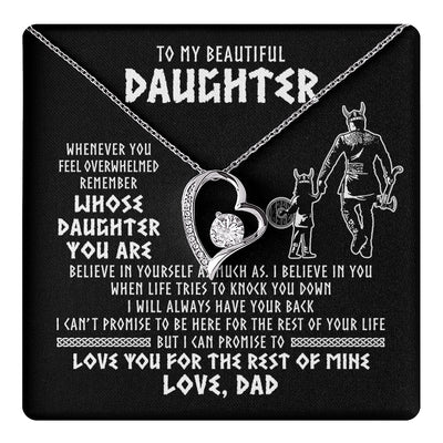 Forever Love Necklace 14K White Gold Finish | 1 | To My Daughter Viking Necklace Whenever You Feel Overwhelmed Daughter Birthday Christmas Jewelry Pendant Gift Box Message Card | https://teecentury.