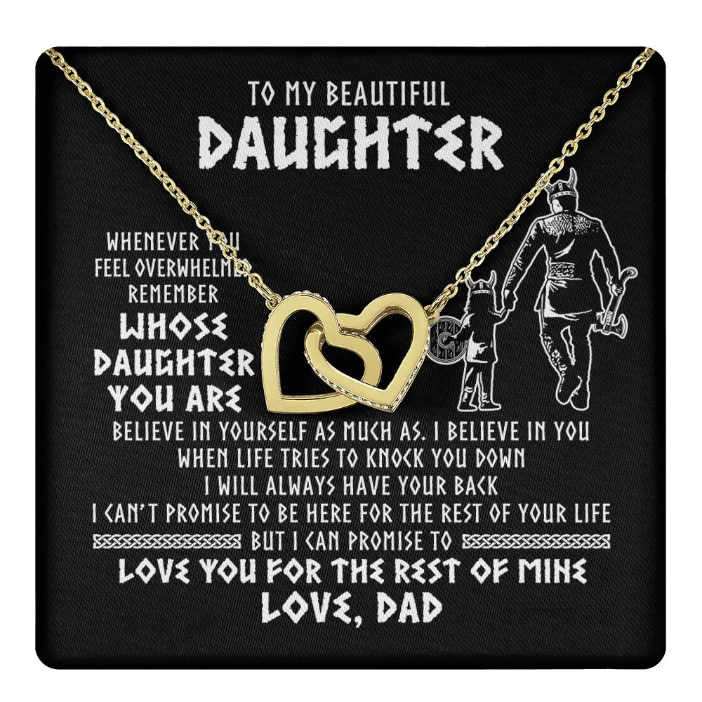 Interlocking Hearts Necklace 18K Yellow Gold Finish | 1 | To My Daughter Viking Necklace Whenever You Feel Overwhelmed Daughter Birthday Christmas Jewelry Pendant Gift Box Message Card | https://teecentury.