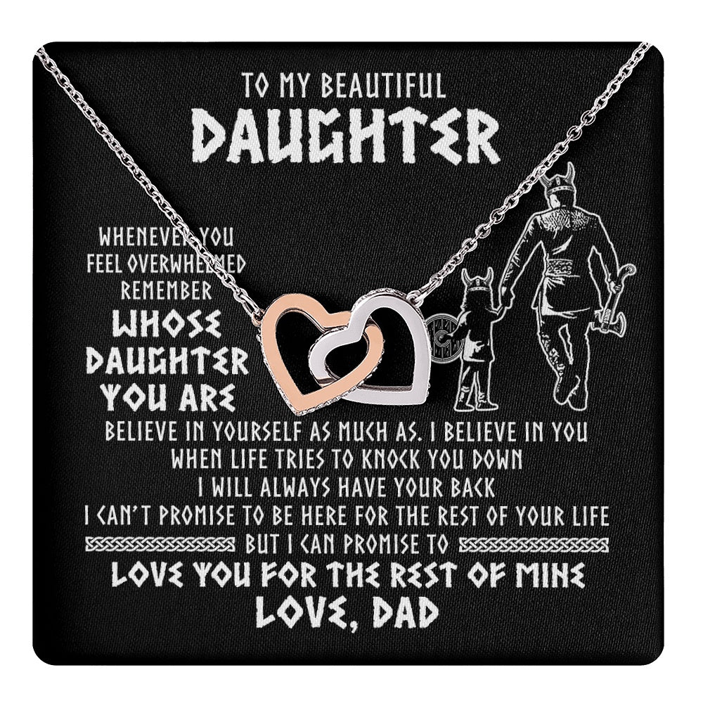 Interlocking Hearts Necklace Stainless Steel & Rose Gold Finish | 1 | To My Daughter Viking Necklace Whenever You Feel Overwhelmed Daughter Birthday Christmas Jewelry Pendant Gift Box Message Card | https://teecentury.