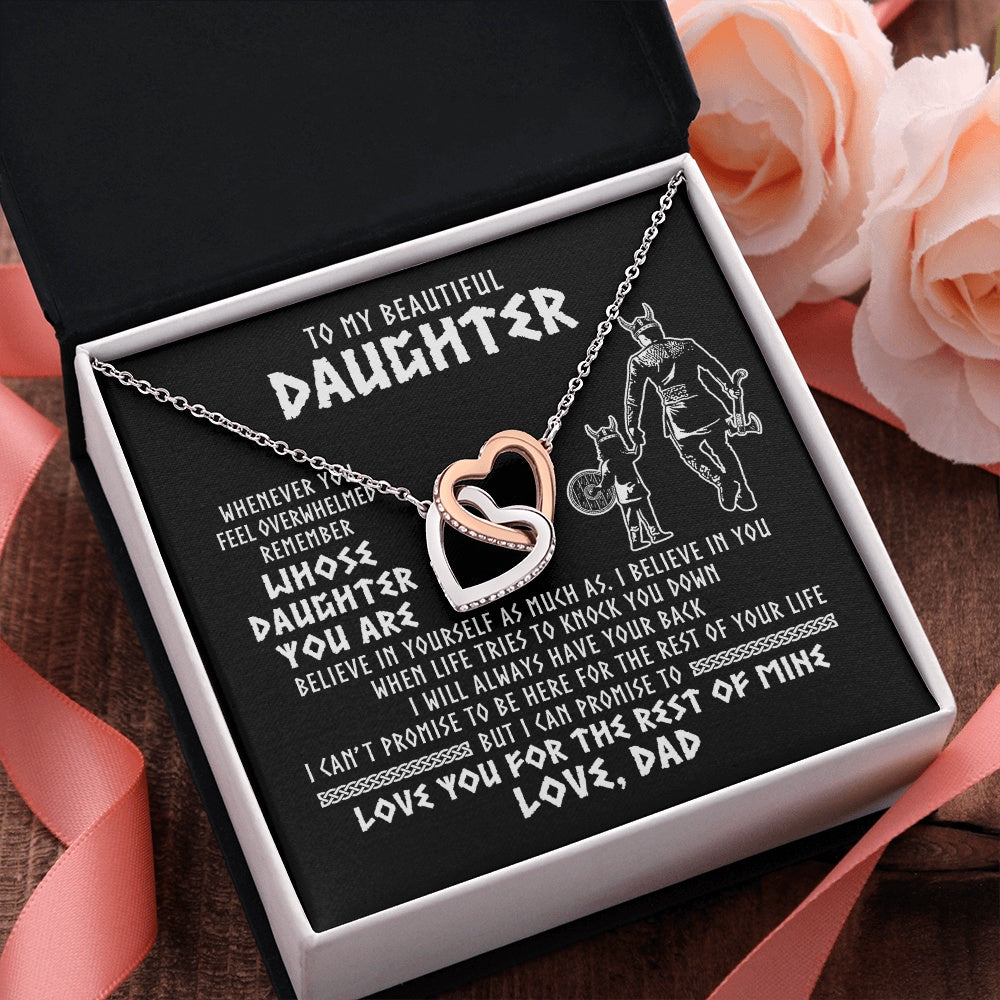 Interlocking Hearts Necklace Stainless Steel & Rose Gold Finish | 2 | To My Daughter Viking Necklace Whenever You Feel Overwhelmed Daughter Birthday Christmas Jewelry Pendant Gift Box Message Card | https://teecentury.