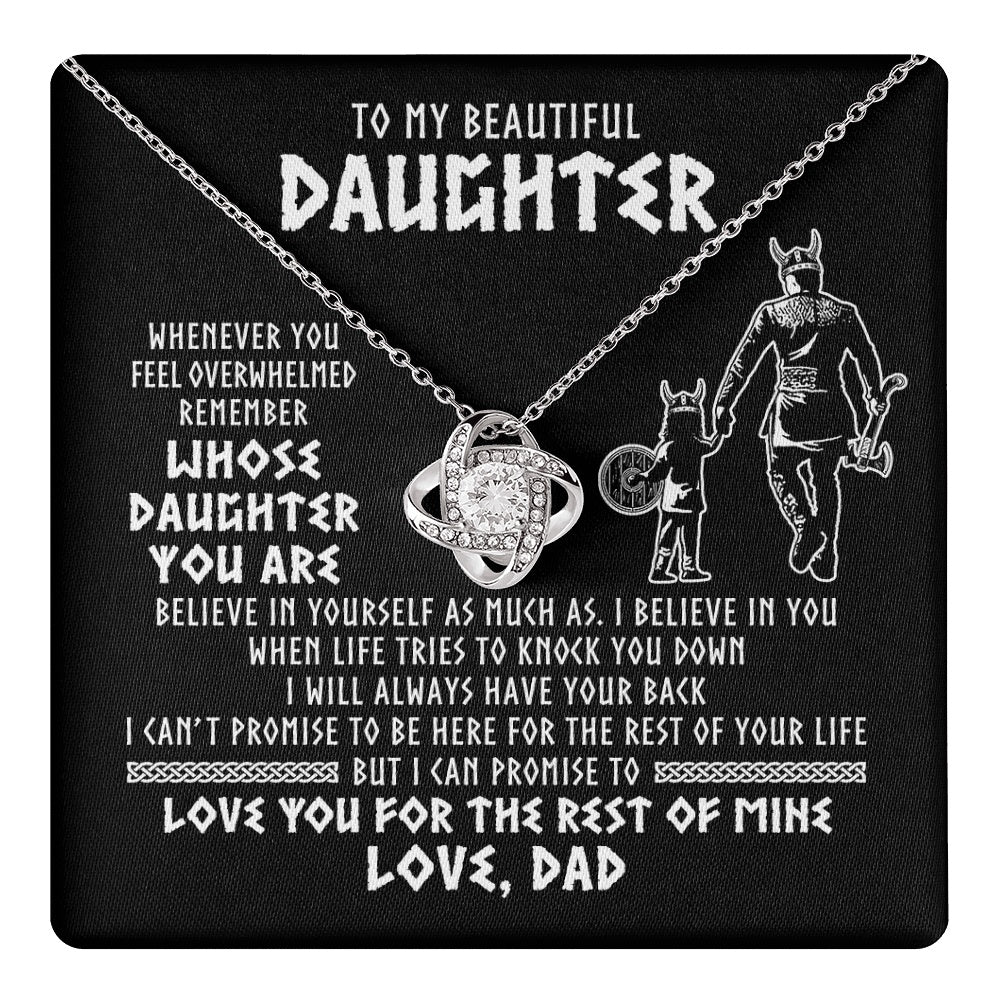 Love Knot Necklace 14K White Gold Finish | 1 | To My Daughter Viking Necklace Whenever You Feel Overwhelmed Daughter Birthday Christmas Jewelry Pendant Gift Box Message Card | https://teecentury.