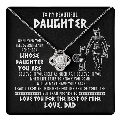 Love Knot Necklace 14K White Gold Finish | 1 | To My Daughter Viking Necklace Whenever You Feel Overwhelmed Daughter Birthday Christmas Jewelry Pendant Gift Box Message Card | https://teecentury.