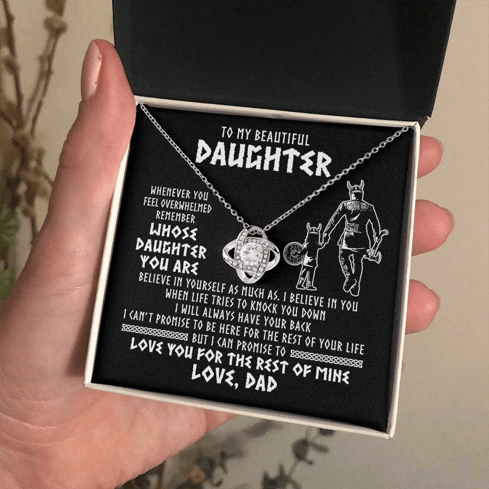 Love Knot Necklace 14K White Gold Finish | 2 | To My Daughter Viking Necklace Whenever You Feel Overwhelmed Daughter Birthday Christmas Jewelry Pendant Gift Box Message Card | https://teecentury.