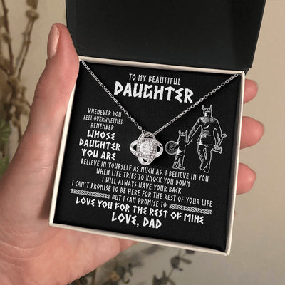 Love Knot Necklace 14K White Gold Finish | 2 | To My Daughter Viking Necklace Whenever You Feel Overwhelmed Daughter Birthday Christmas Jewelry Pendant Gift Box Message Card | https://teecentury.