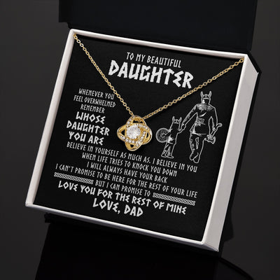 Love Knot Necklace 18K Yellow Gold Finish | 2 | To My Daughter Viking Necklace Whenever You Feel Overwhelmed Daughter Birthday Christmas Jewelry Pendant Gift Box Message Card | https://teecentury.