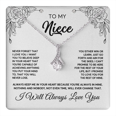 Alluring Beauty Necklace 14K White Gold Finish | 1 | To My Niece Necklace From Aunt Uncle Never Forget That I Love You Niece Birthday Christmas Gift Box Message Card | teecentury.myshopify