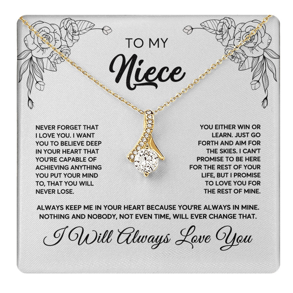 Alluring Beauty Necklace 18K Yellow Gold Finish | 1 | To My Niece Necklace From Aunt Uncle Never Forget That I Love You Niece Birthday Christmas Gift Box Message Card | teecentury.myshopify
