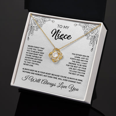 Love Knot Necklace 18K Yellow Gold Finish | 2 | To My Niece Necklace From Aunt Uncle Never Forget That I Love You Niece Birthday Christmas Gift Box Message Card | teecentury.myshopify