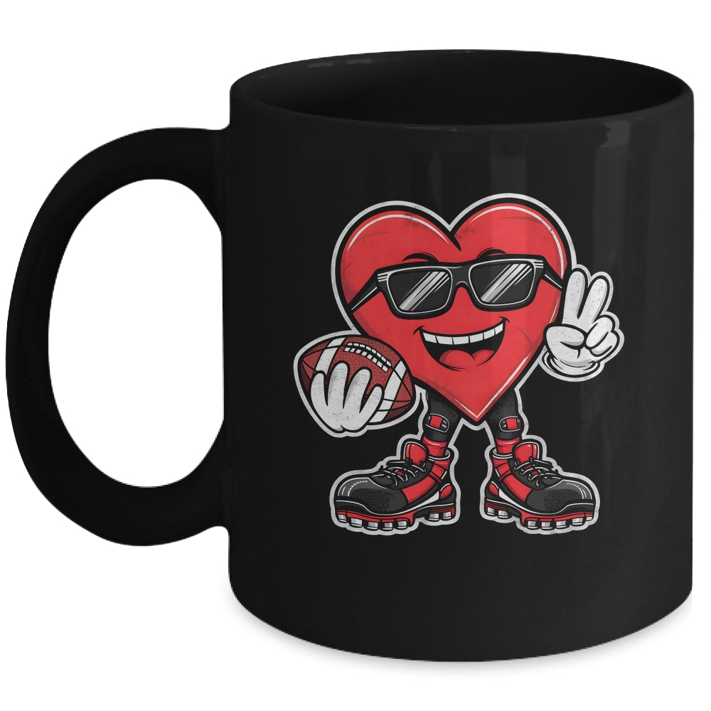 Valentine's Day Heart Playing Football Boys Girls Kids Mug | teecentury