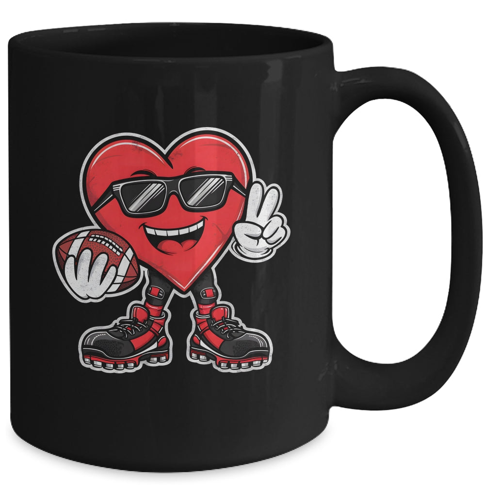 Valentine's Day Heart Playing Football Boys Girls Kids Mug | teecentury