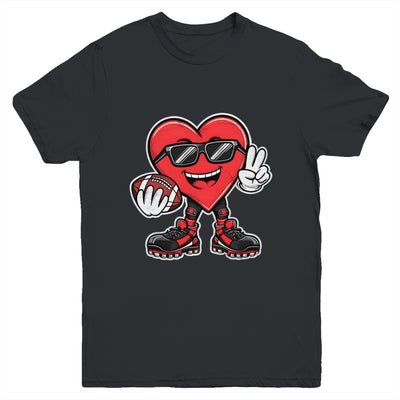 Valentine's Day Heart Playing Football Boys Girls Kids Youth Shirt | teecentury