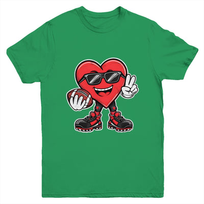 Valentine's Day Heart Playing Football Boys Girls Kids Youth Shirt | teecentury