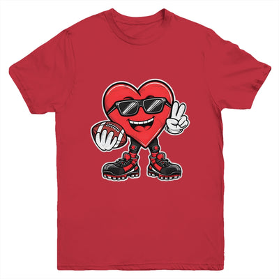 Valentine's Day Heart Playing Football Boys Girls Kids Youth Shirt | teecentury