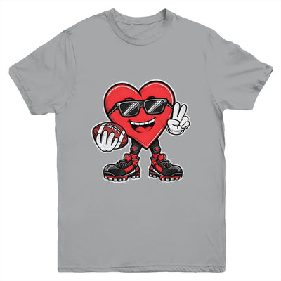 Valentine's Day Heart Playing Football Boys Girls Kids Youth Shirt | teecentury