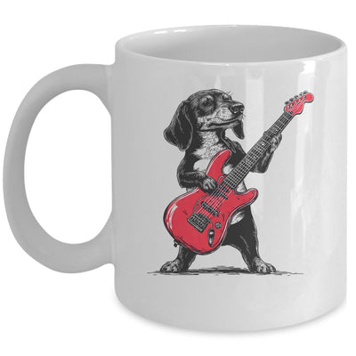 Vintage Dachshund Weenie Playing Guitar Rocking Dog Lover Mug | teecentury
