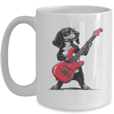 Vintage Dachshund Weenie Playing Guitar Rocking Dog Lover Mug | teecentury