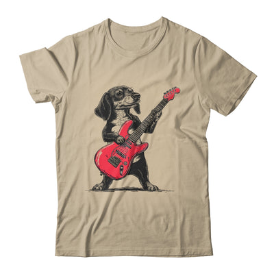 Vintage Dachshund Weenie Playing Guitar Rocking Dog Lover Shirt & Hoodie | teecentury