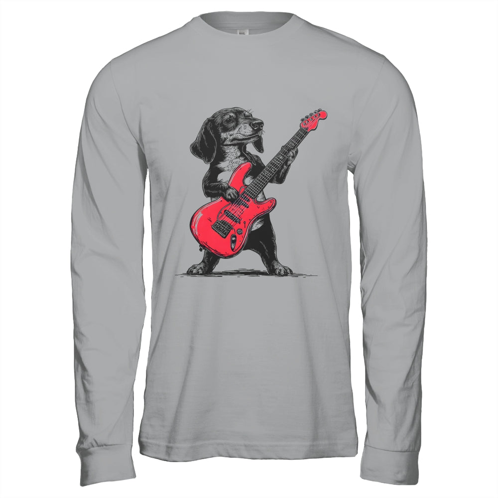 Vintage Dachshund Weenie Playing Guitar Rocking Dog Lover Shirt & Hoodie | teecentury