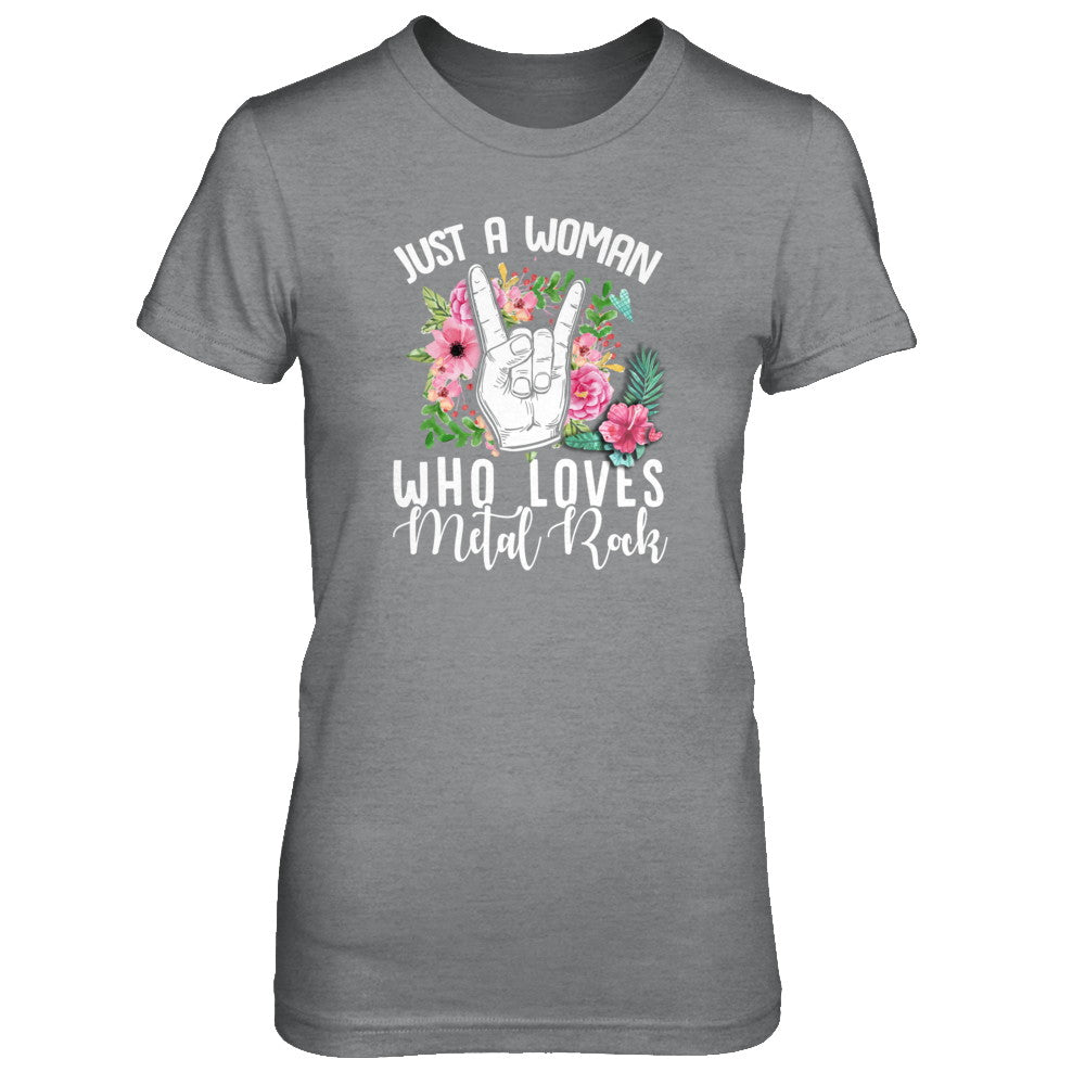 Just A Woman Who Loves Metal Rock T-Shirt & Tank Top | Teecentury.com