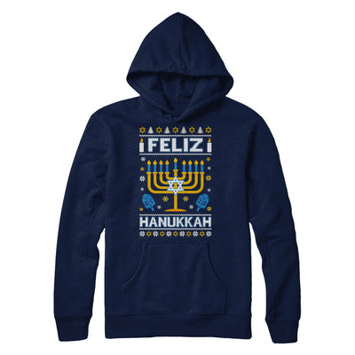 Happy Hanukkah Ugly Sweater Feliz Chanukah Menorah T-Shirt & Sweatshirt | Teecentury.com
