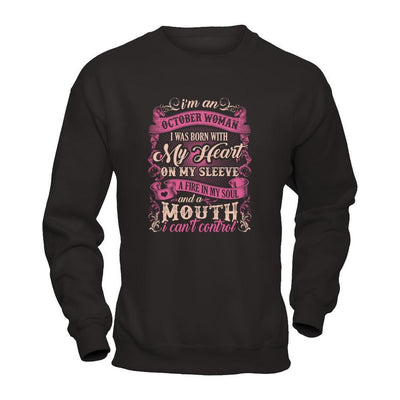 I Am An October Woman I Was Born With My Heart On My Sleeve T-Shirt & Tank Top | Teecentury.com