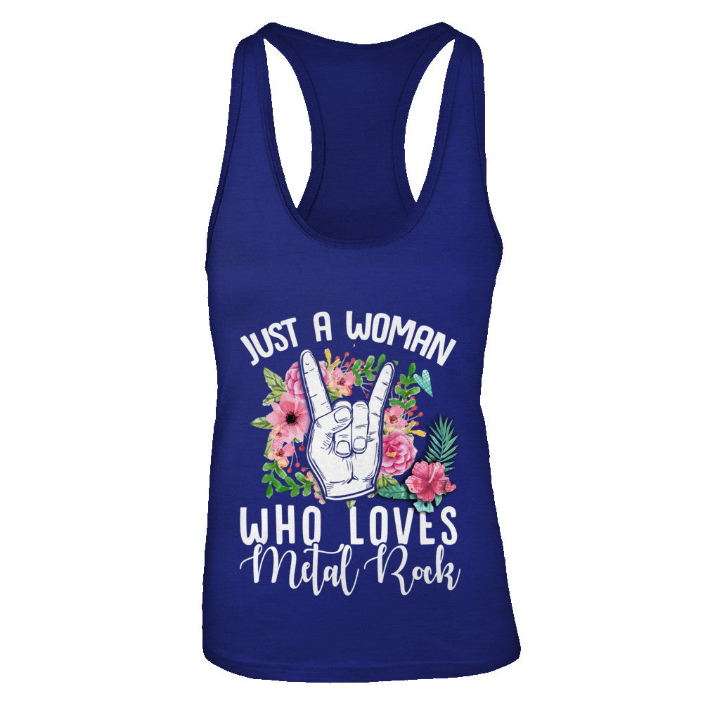 Just A Woman Who Loves Metal Rock T-Shirt & Tank Top | Teecentury.com