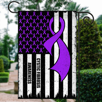Cystic Fibrosis Awareness America Flag Purple Ribbon Flag | Teecentury.com