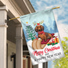 Dog Dachshund Christmas Flag Merry Christmas and Happy New Year Welcome Gift for Dog Lovers Flag | Teecentury.com