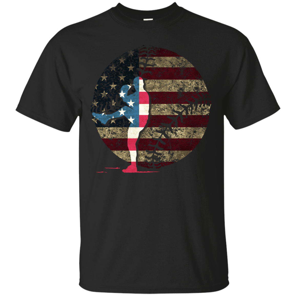 Pitcher Baseball America Flag T-Shirt & Hoodie | Teecentury.com