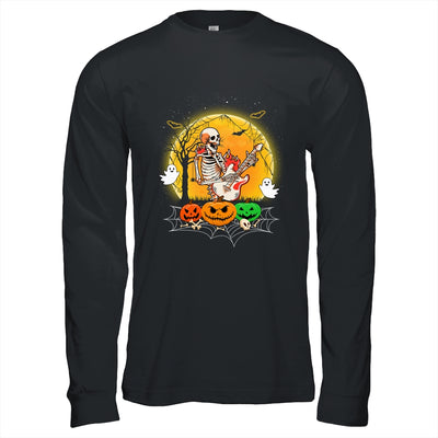 Funny Halloween Funny Skeleton Playing Guitar Pumpkin Boo Shirt & Hoodie | teecentury