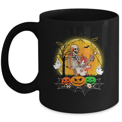 Funny Halloween Funny Skeleton Playing Guitar Pumpkin Boo Mug | teecentury