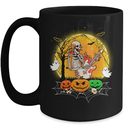 Funny Halloween Funny Skeleton Playing Guitar Pumpkin Boo Mug | teecentury