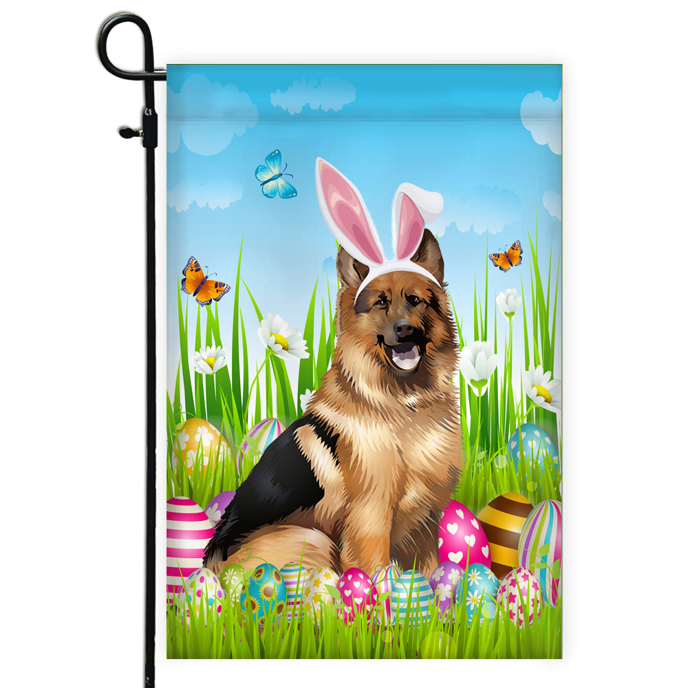 German Shepherd Happy Easter Day Holiday Flag Funny Dog Dog Wear Bunny Ears Headband Cute for Home Decor | teecentury