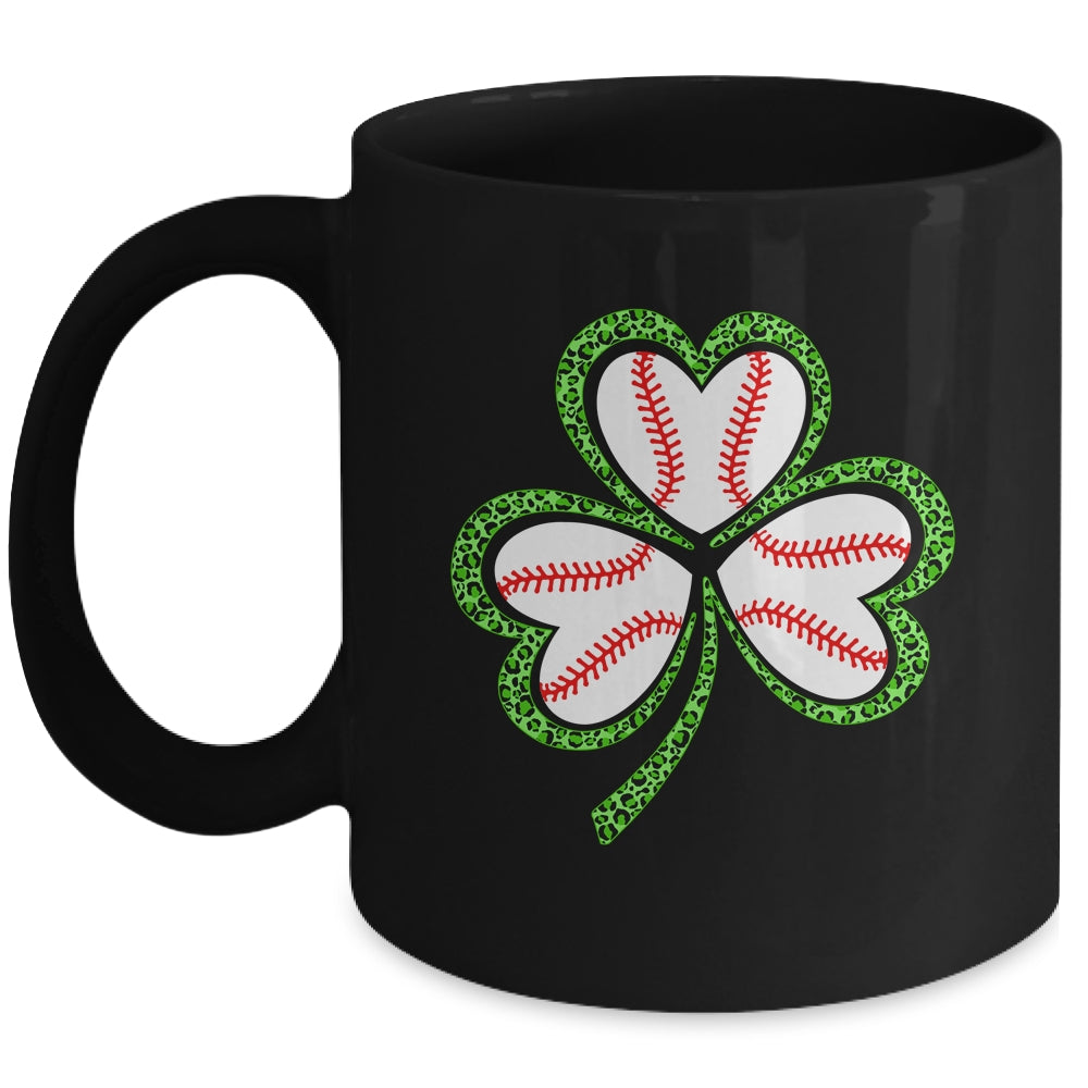 Happy St Patricks Day Shamrock Baseball Heart Men Boys Mug | teecentury