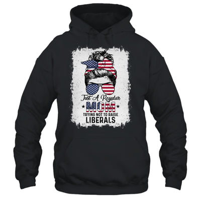 Just A Regular Mom Trying Not To Raise Liberals US Flag T-Shirt & Tank Top | Teecentury.com